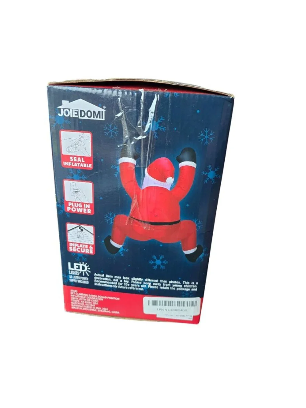 Joiedomi Holiday Inflatable Climbing Santa 6FT Tall Indoor Outdoor LED Lights